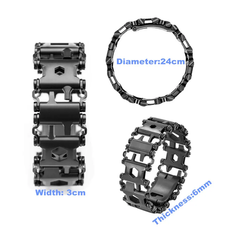 Multi-Tool Edelstahl TREAD Armband 29 Funktionen Reisen Outdoor Wandern