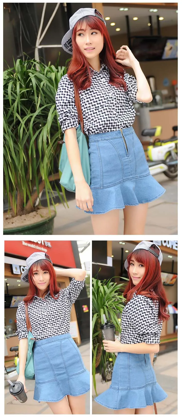 2018 fashion autumn newWomen's Clothing Summer Denim Skirts Plus Size Empire Stretch Sexy Jean Skirt Ladies Blue Jupe Ruffles Mini A-line Skirts (1)