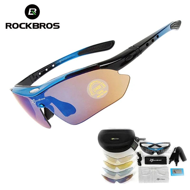 Image Hot! RockBros Polarized Cycling Sun Glasses Outdoor Sports Bicycle Glasses Bike Sunglasses  29g Goggles Eyewear 5 Lens