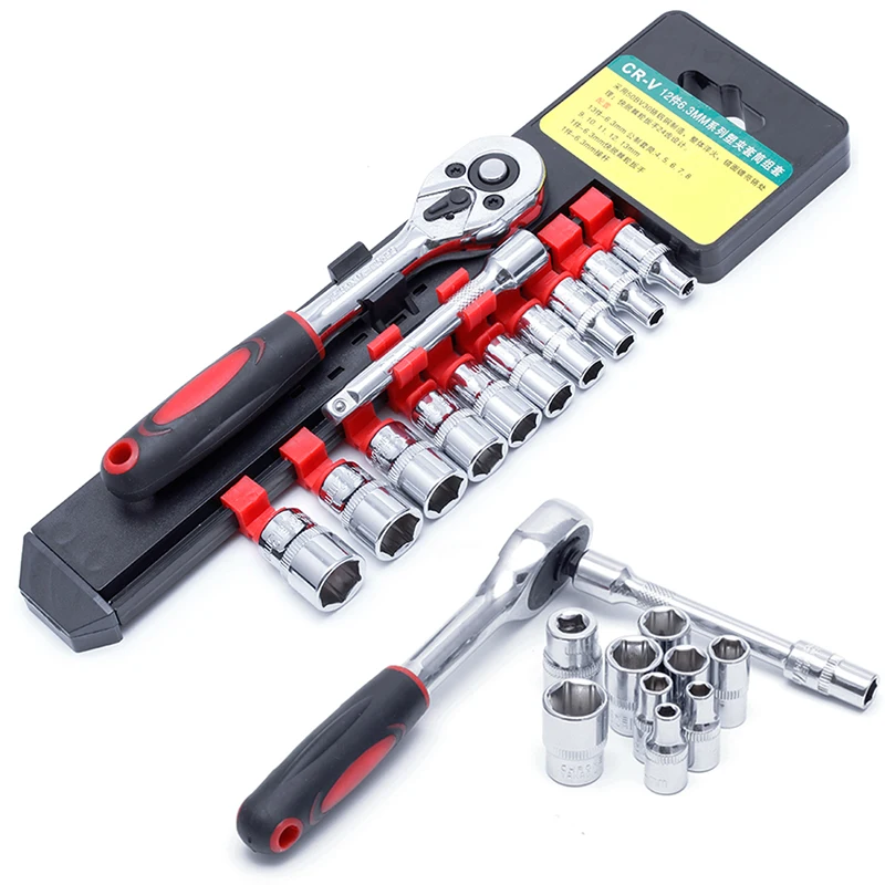 Hot 1/4" Ratchet Wrench Kit Chrome Steel Socket Wrench+Extension Rod +10 Sockets
Hot 1/4" Ratchet Wrench Kit Chrome Steel Socket Wrench+Extension Rod +10 Sockets