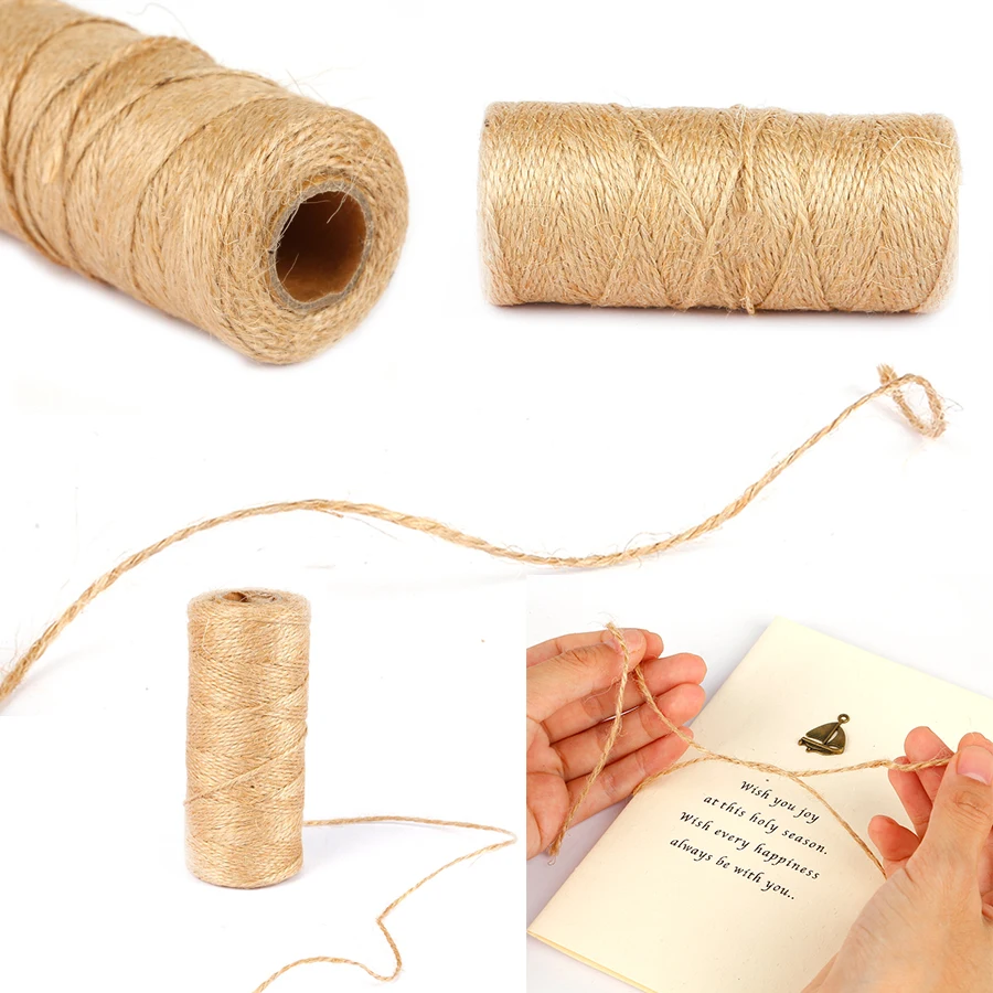 

100m Natural Jute Twine Burlap String Hemp Rope Party Wedding Gift Wrapping Cords Thread DIY Scrapbooking Florists Craft Decor