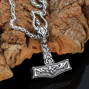 Men viking amulet goat skull odin thor hammer Mjolnir pendant necklace -with gift bag
Men viking amulet goat skull odin thor hammer Mjolnir pendant necklace -with gift bag