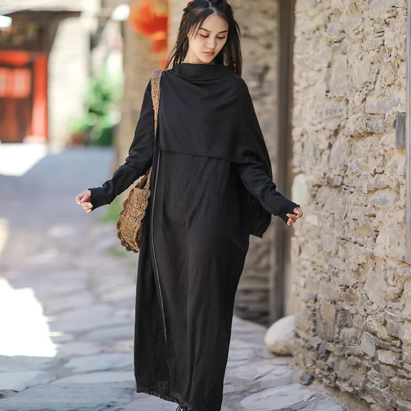 Johnature Women Autumn Black Dress Irregular Linen Robes Fashion Fall Women Clothing Loose Patchwork Casual Women Elegant Dress
Johnature Women Autumn Black Dress Irregular Linen Robes Fashion Fall Women Clothing Loose Patchwork Casual Women Elegant Dress