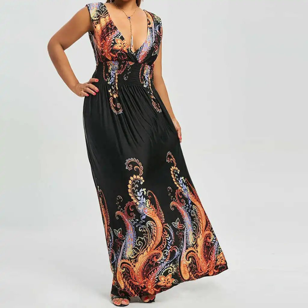 Feitong L-7XL Plus size dress women Fashion Summer Sexy Printing Sleeveless V-Neck Open Back maxi Dress plus size summer dress
Feitong L-7XL Plus size dress women Fashion Summer Sexy Printing Sleeveless V-Neck Open Back maxi Dress plus size summer dress