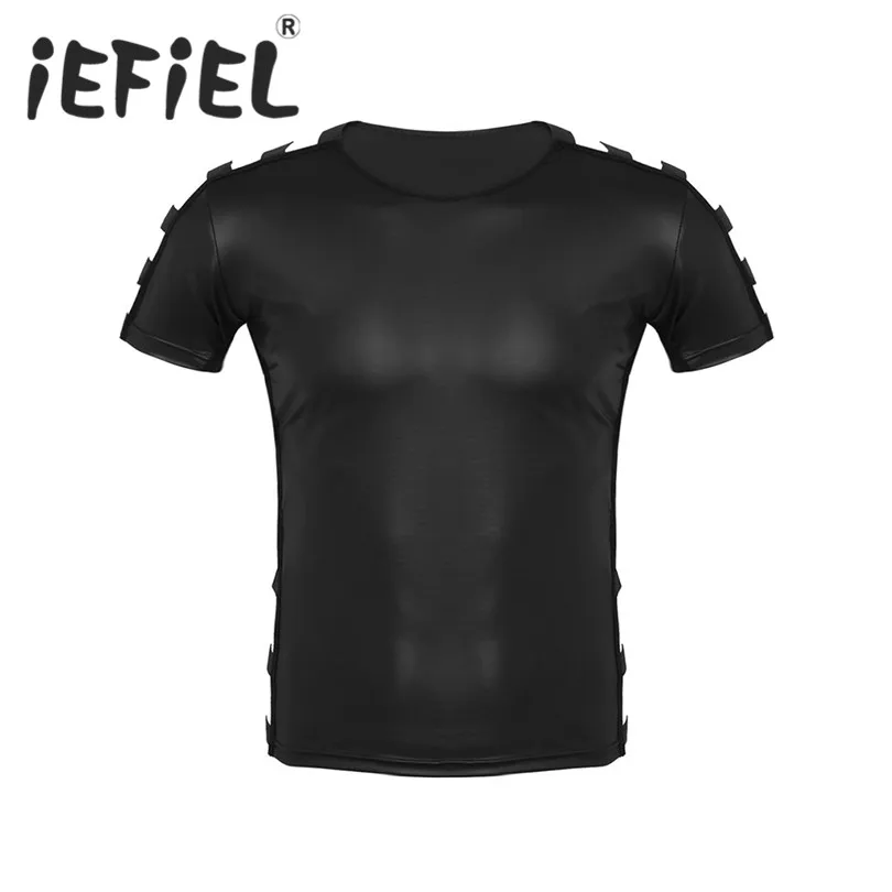 iEFiEL Fashion Soft Faux Leather Short Sleeve Round Neck Cut Out Elastic Pullover Muscle Clubwear Stage Costume T shirt Tops
iEFiEL Fashion Soft Faux Leather Short Sleeve Round Neck Cut Out Elastic Pullover Muscle Clubwear Stage Costume T shirt Tops