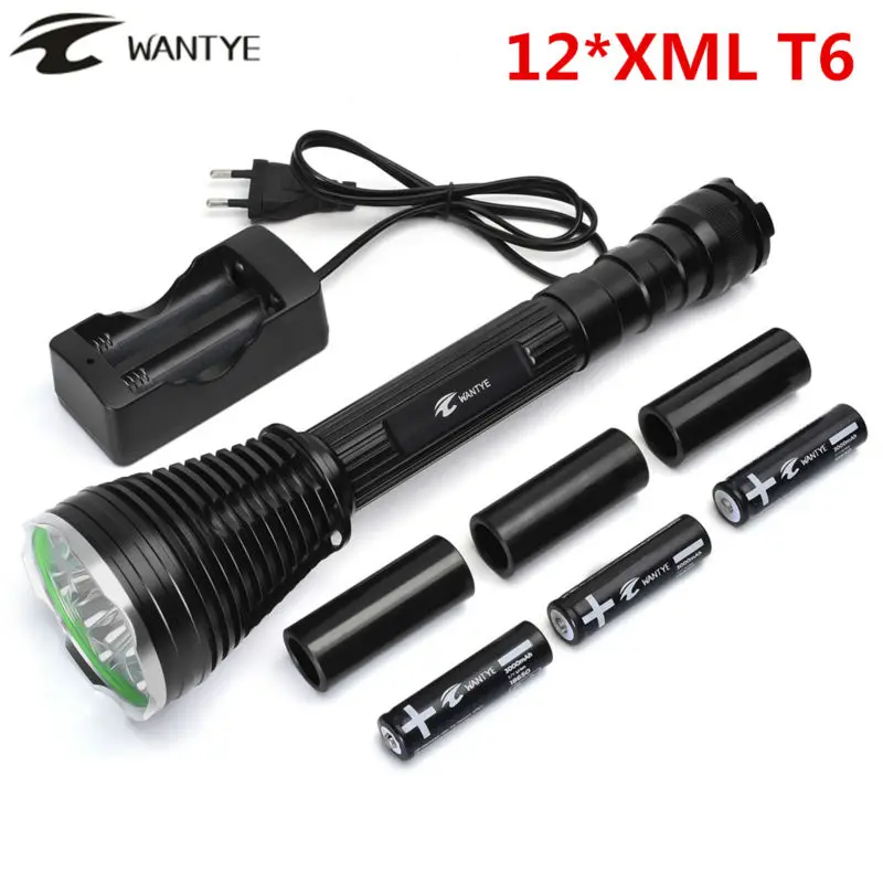 24000Lm Flash light 12* XML T6 Self defense 12T6 LED Flashlight Torch 5-Modes Camping Hunting lamp+3x18650 battery charger
24000Lm Flash light 12* XML T6 Self defense 12T6 LED Flashlight Torch 5-Modes Camping Hunting lamp+3x18650 battery charger