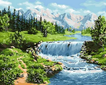 

Frameless diy paintings by numbers paint by number for home decor oil picture painting 5065cm river in the mountain