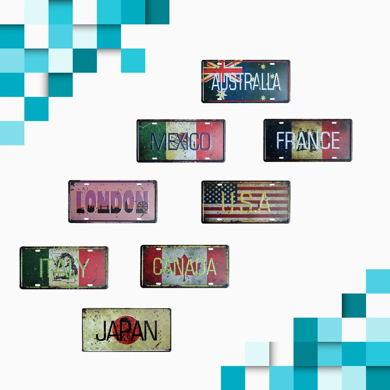 The National Flag France Australia Car License Plate Japan Canada Mexico Vintage Tin Sign USA Italy Wall Art Metal Poster YN067
The National Flag France Australia Car License Plate Japan Canada Mexico Vintage Tin Sign USA Italy Wall Art Metal Poster YN067