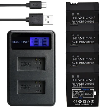 4PCS 1700mAh AHDBT 201 301 AHDBT-201 AHDBT-301 Camera Battery+LCD USB Charger For Gopro Hero 3 3+ Hero3 For Go Pro Accessories
4PCS 1700mAh AHDBT 201 301 AHDBT-201 AHDBT-301 Camera Battery+LCD USB Charger For Gopro Hero 3 3+ Hero3 For Go Pro Accessories
