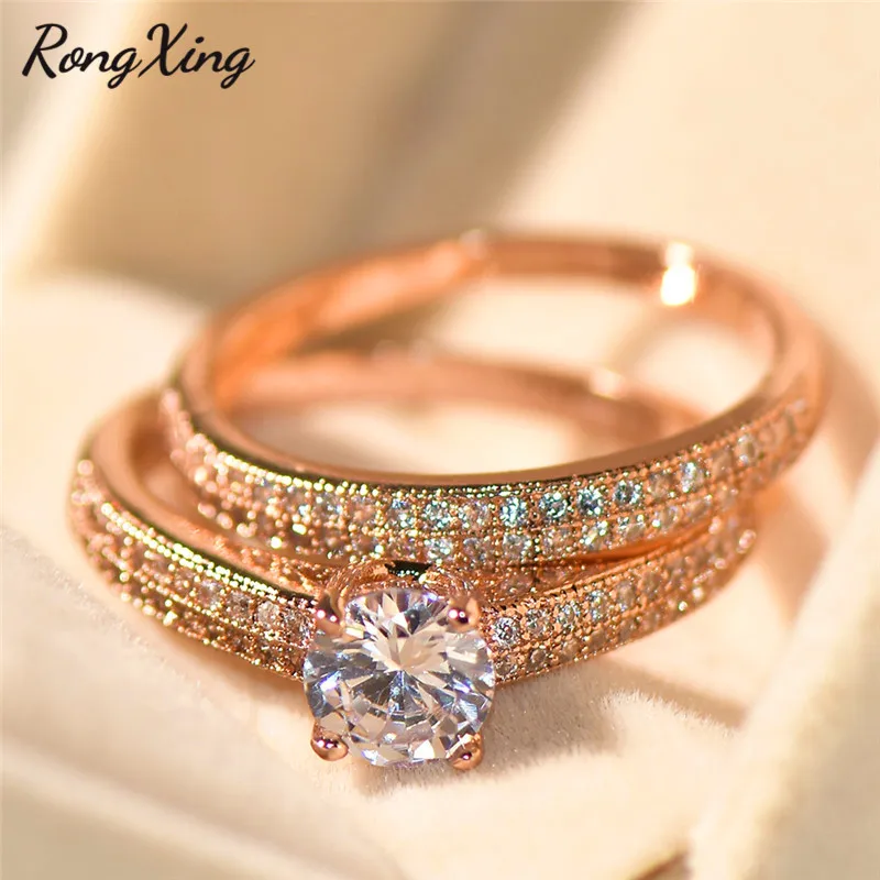 RongXing Rose Gold/Silver Engagement Ring Set for Women 925 Sterling Silver White AAA Zircon Double Rings Couple Wedding Jewelry
RongXing Rose Gold/Silver Engagement Ring Set for Women 925 Sterling Silver White AAA Zircon Double Rings Couple Wedding Jewelry