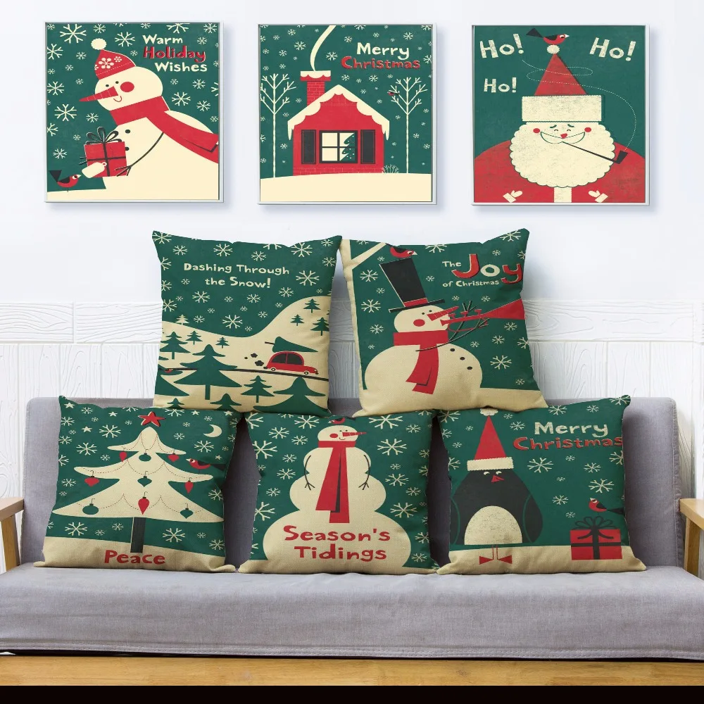 Christmas Pillow Cover 45*45cm Snowman Santa Claus Print Cushion Cover Green Throw Pillows Cases Sofa Home Decor Cushion Covers
Christmas Pillow Cover 45*45cm Snowman Santa Claus Print Cushion Cover Green Throw Pillows Cases Sofa Home Decor Cushion Covers