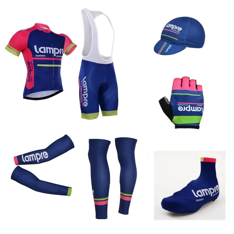 7 шт. полный комплект Team lampre дышащая летняя велосипедная одежда с коротким