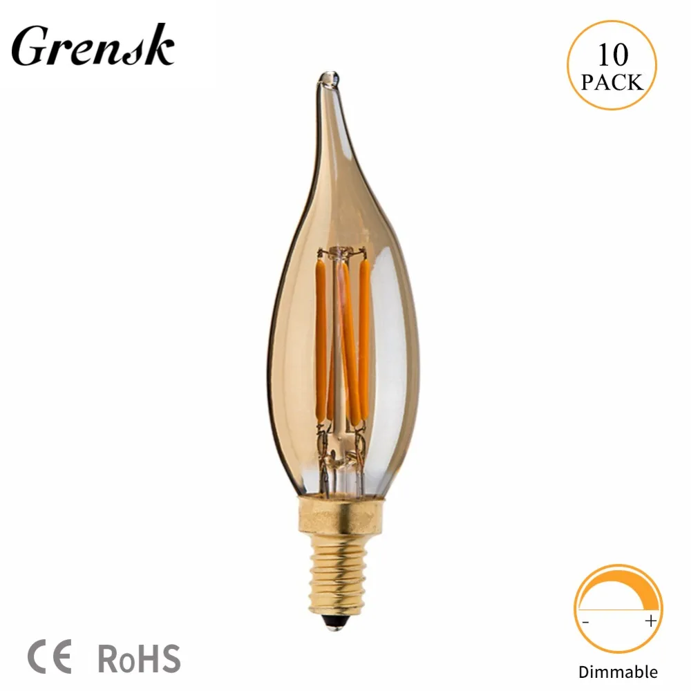 Grensk Flame Led Bulb Gold Tint C32T Flame Tip 4W Retro Chandelier Filament LED Bulb 2200K E12 E14 Decorative Lighting Dimmable
Grensk Flame Led Bulb Gold Tint C32T Flame Tip 4W Retro Chandelier Filament LED Bulb 2200K E12 E14 Decorative Lighting Dimmable