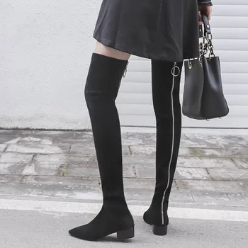 GPOKHDS 2019 women over the knee boots Cow leather winter short plush pointed toe gray color low heels high boots size 34-40
GPOKHDS 2019 women over the knee boots Cow leather winter short plush pointed toe gray color low heels high boots size 34-40