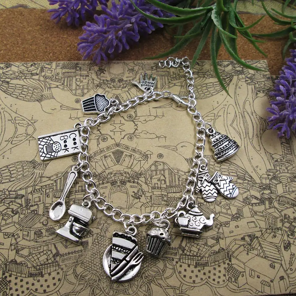 Silver Plated Charm Bracelet cook lover Baking enthusiast Charm Bracelet pendant bracelets
Silver Plated Charm Bracelet cook lover Baking enthusiast Charm Bracelet pendant bracelets