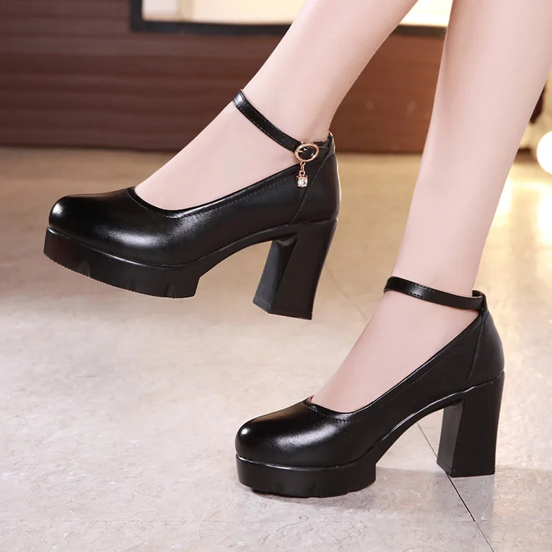 Black Round-headed High-heeled Working Shoes Women Fashion Platform Round Toe Party Pumps With Buckle Strap
Black Round-headed High-heeled Working Shoes Women Fashion Platform Round Toe Party Pumps With Buckle Strap