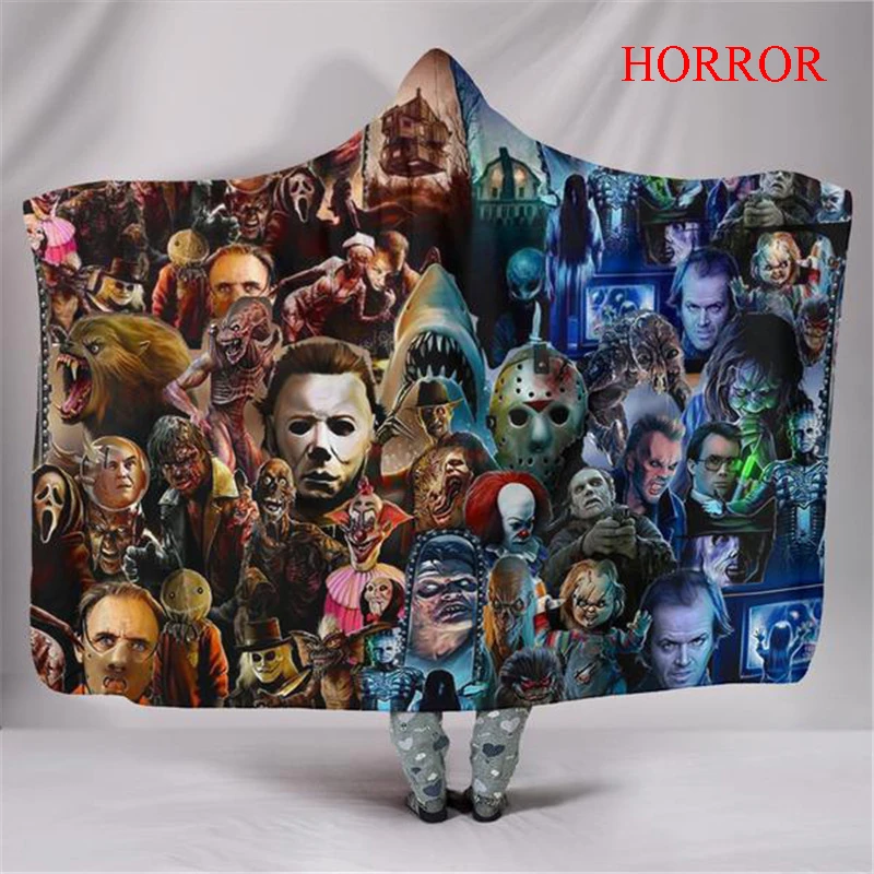 Anime Horror Movie Hooded Blanket Sherpa Fleece Warm Soft Fluffy Blanket Throw Blanket Hooded Blankets For Adults Kids Mantle
Anime Horror Movie Hooded Blanket Sherpa Fleece Warm Soft Fluffy Blanket Throw Blanket Hooded Blankets For Adults Kids Mantle