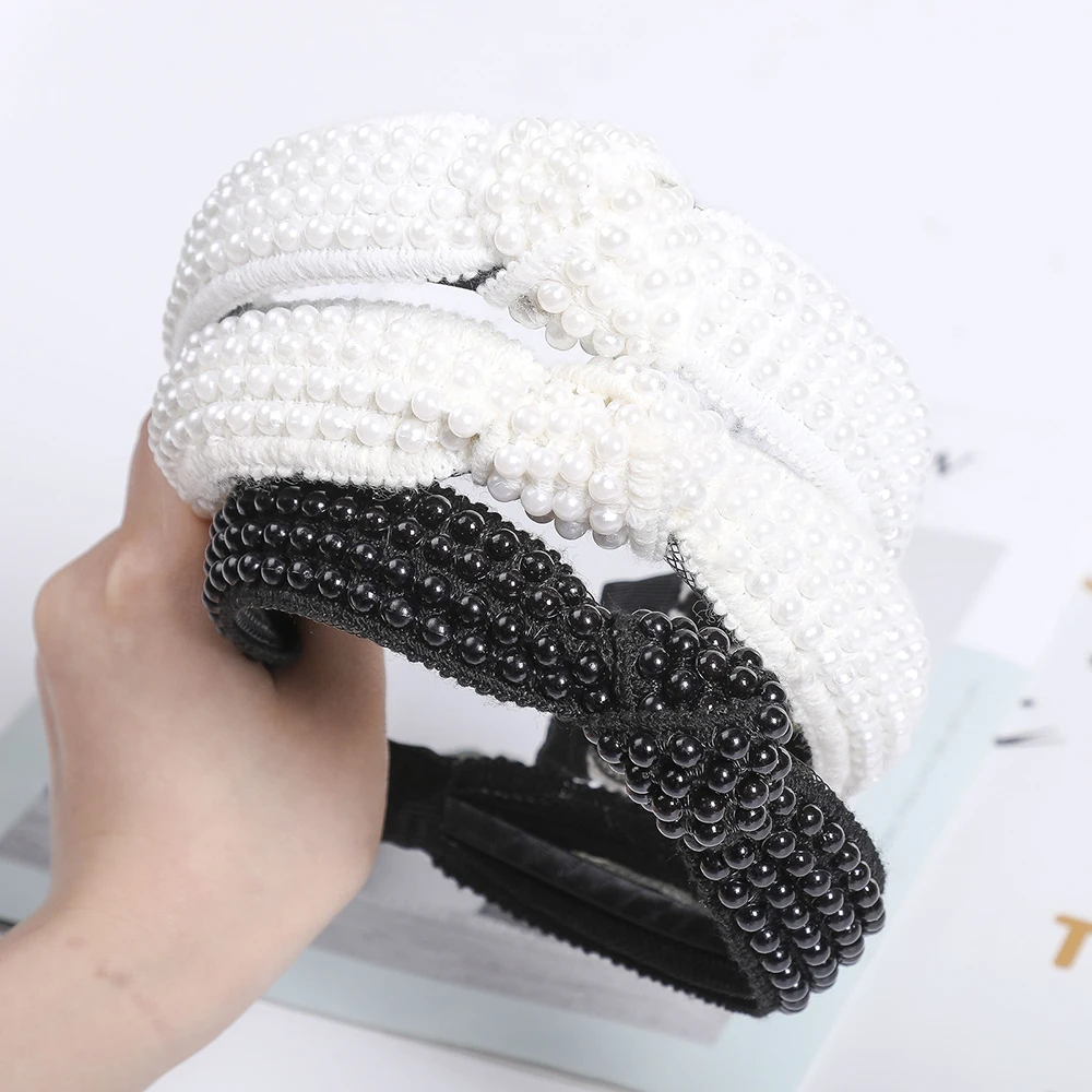 Haimeikang Women Girls Black White Pearl Headbands Cross Tie Hairbands Spanish Style Headwear Hair Band Knitted Hair Accessories
Haimeikang Women Girls Black White Pearl Headbands Cross Tie Hairbands Spanish Style Headwear Hair Band Knitted Hair Accessories