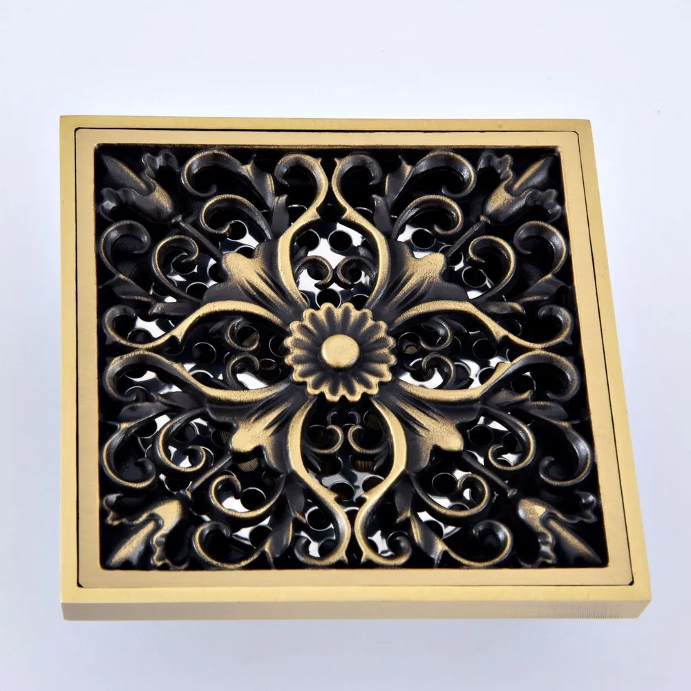 Antique Brass Vintage Retro Carved Flower Pattern Bathroom Shower Drain 4" Square Floor Drain Waste Grates ahr062
Antique Brass Vintage Retro Carved Flower Pattern Bathroom Shower Drain 4" Square Floor Drain Waste Grates ahr062