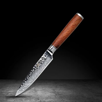 BIGSUNNY Damascus 5" Utility Knife Paring Cutter Hammered Finish with Rosewoood Handle
BIGSUNNY Damascus 5" Utility Knife Paring Cutter Hammered Finish with Rosewoood Handle