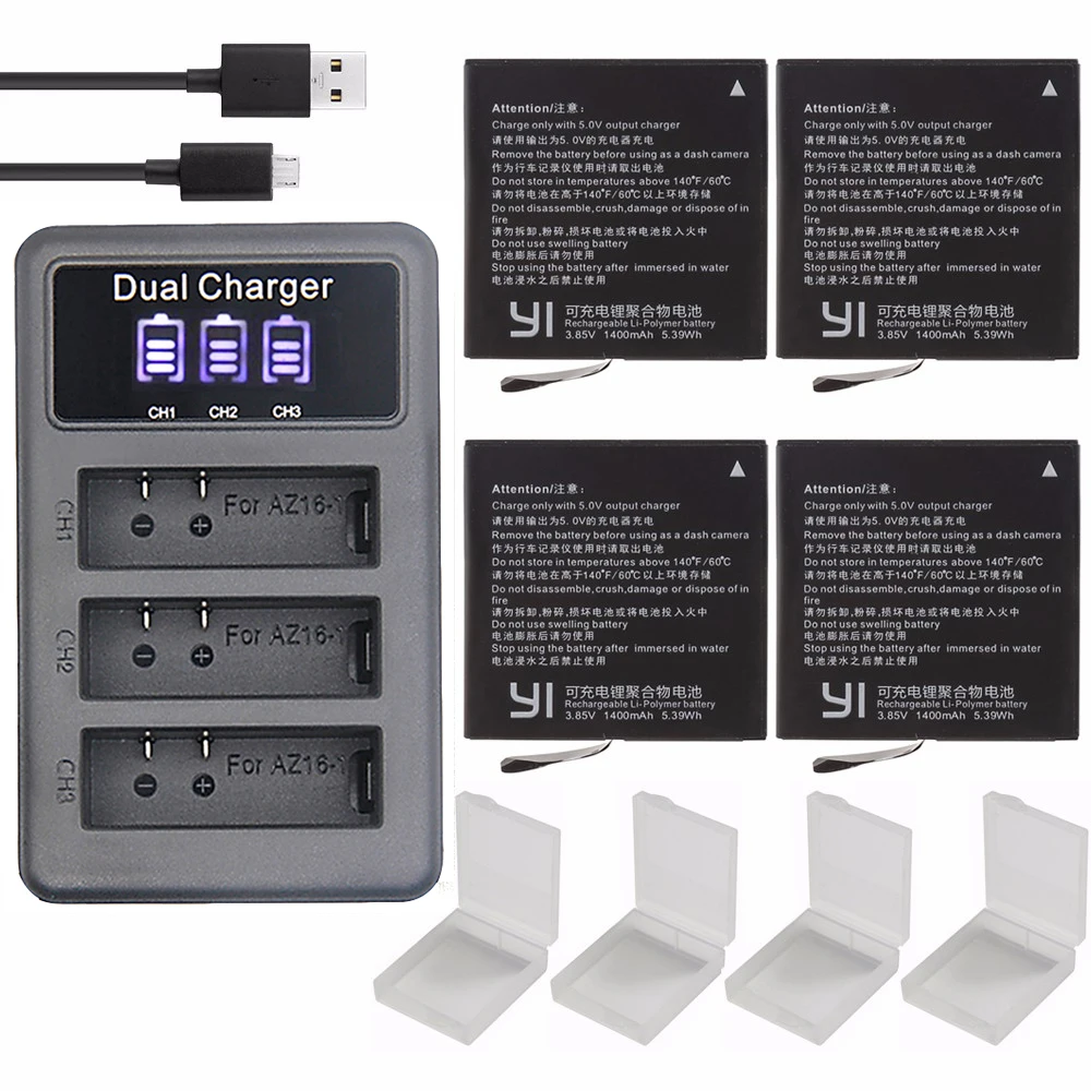 Batterie For Original Xiaomi Yi II Xiami yi 4k Batteries+ LED USB Triple Charger for Xiaoyi Yi Lite Action Camera yi 4k plus
Batterie For Original Xiaomi Yi II Xiami yi 4k Batteries+ LED USB Triple Charger for Xiaoyi Yi Lite Action Camera yi 4k plus