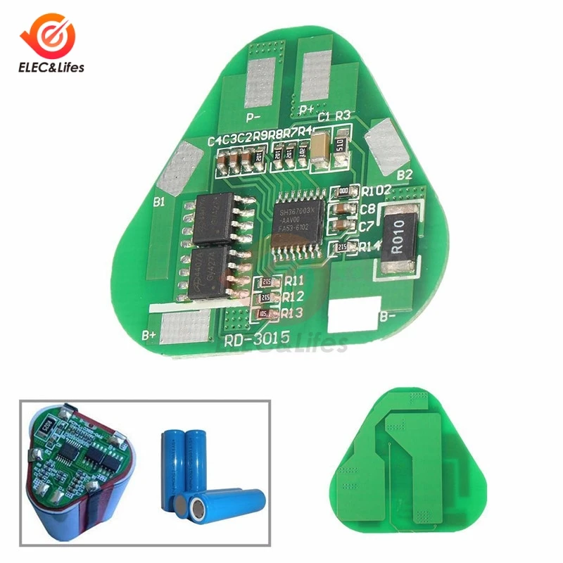3S 4A Li-ion Li-Po Cylindrical Prismatic Lithium Polymer Battery Board 3 Cell PCB Module Short Circuit Overcharge Protection
3S 4A Li-ion Li-Po Cylindrical Prismatic Lithium Polymer Battery Board 3 Cell PCB Module Short Circuit Overcharge Protection