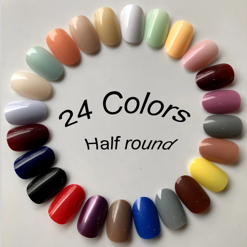 Wholesale 24 Colors Manicure DIY Tools Half Round Fake Nails Shine Medium Plastics Ellipse Nail Art Tips Glossy Face False Nails
Wholesale 24 Colors Manicure DIY Tools Half Round Fake Nails Shine Medium Plastics Ellipse Nail Art Tips Glossy Face False Nails