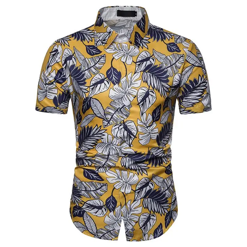 Floral Men's Shirts Short Sleeve Hawaiian Blouse Men's clothing Slim Fit Shirt for Man White yellow New
Floral Men's Shirts Short Sleeve Hawaiian Blouse Men's clothing Slim Fit Shirt for Man White yellow New