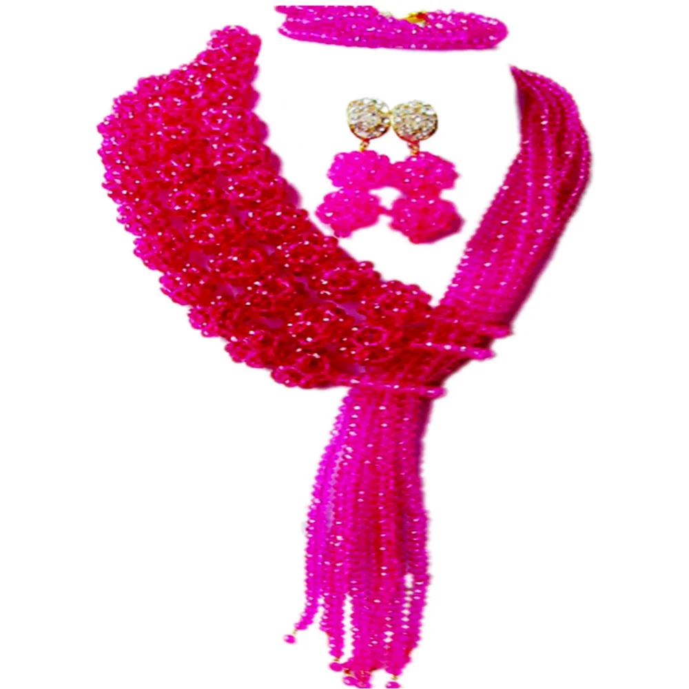 Fuchsia Pink African Jewelry Set for Womens Crystal Beaded Costume Necklace Bracelet Earrings 3CQST09
Fuchsia Pink African Jewelry Set for Womens Crystal Beaded Costume Necklace Bracelet Earrings 3CQST09