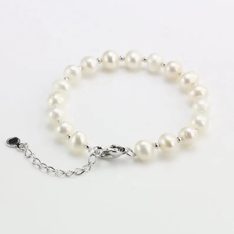 Perfect Wedding Pearls Bracelets,7-8mm Whie Color Freshwater Pearl Silver Beads Bracelet,Mom Birthday Gift
Perfect Wedding Pearls Bracelets,7-8mm Whie Color Freshwater Pearl Silver Beads Bracelet,Mom Birthday Gift