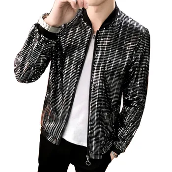 2019 spring men's jacket personality baseball collar sequin nightclub wind handsome jacket / fashion bar party men's coat
2019 spring men's jacket personality baseball collar sequin nightclub wind handsome jacket / fashion bar party men's coat