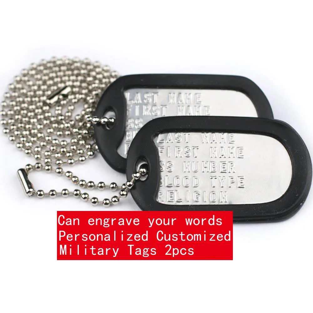 Tags Custom Necklace US Military Tag Personalized ID Set Military Spec Army Navy USMC AF Dog Tags 2pcs
Tags Custom Necklace US Military Tag Personalized ID Set Military Spec Army Navy USMC AF Dog Tags 2pcs