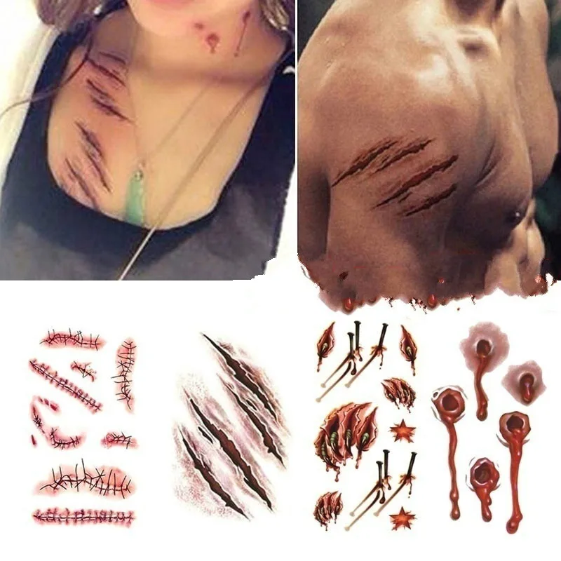 3D Tattoo Sticker Halloween Scar Design Small Pattern Waterproof Temporary Tattoo Body Art for Men Women Kids Fake Tattoo
3D Tattoo Sticker Halloween Scar Design Small Pattern Waterproof Temporary Tattoo Body Art for Men Women Kids Fake Tattoo