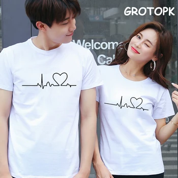 Simple ECG Prints Couple Clothes Summer 2019 Cotton Female T-shirt Kawaii Harajuku Korean Clothes Paired T-shirts for Men Women
Simple ECG Prints Couple Clothes Summer 2019 Cotton Female T-shirt Kawaii Harajuku Korean Clothes Paired T-shirts for Men Women