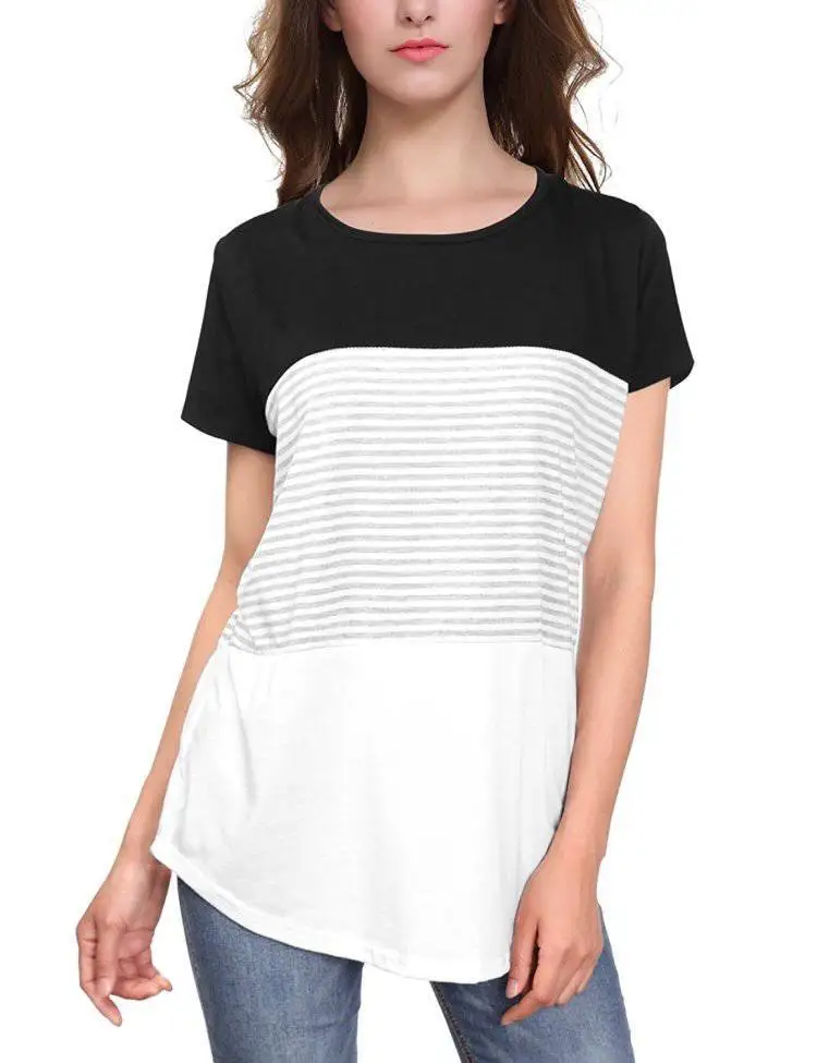 Sutopean 2018 European and American Women Striped Tee Shirts Patchwork O-neck Short Sleeve Cotton T-shirts Women Camiseta
Sutopean 2018 European and American Women Striped Tee Shirts Patchwork O-neck Short Sleeve Cotton T-shirts Women Camiseta