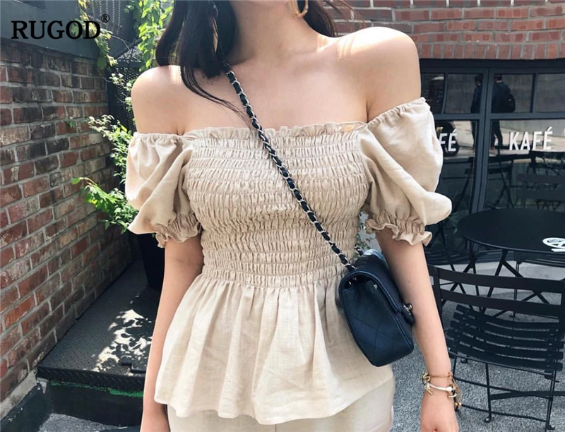 RUGOD 2019 New Summer Women Solid Pleated Shirt Square Collar Or Slash Neck Puff Sleeves Elastic Slim Blouse Korean Style Mujer
RUGOD 2019 New Summer Women Solid Pleated Shirt Square Collar Or Slash Neck Puff Sleeves Elastic Slim Blouse Korean Style Mujer