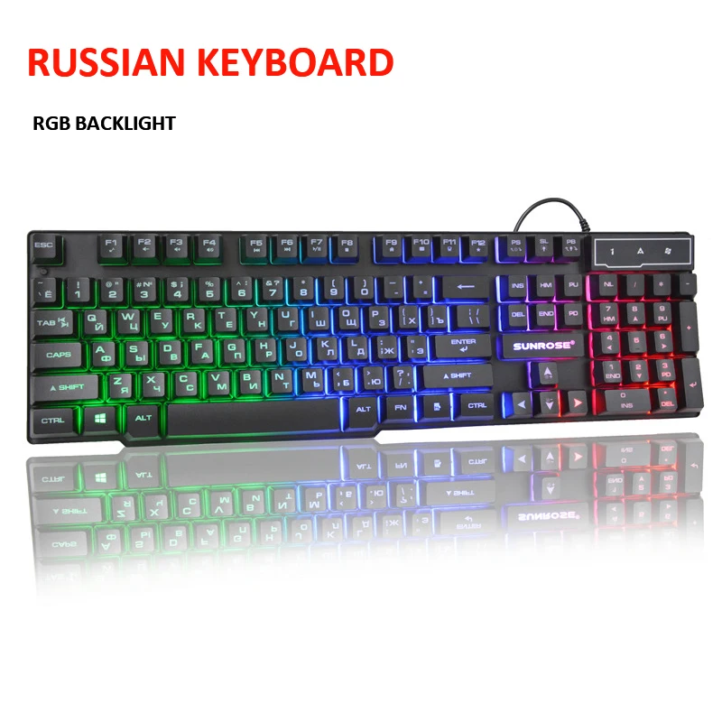 Russian Gaming Keyboard Wired USB Russina + English Layout 104 Keyboard 3 Color Backlit PC Gamer Player
Russian Gaming Keyboard Wired USB Russina + English Layout 104 Keyboard 3 Color Backlit PC Gamer Player