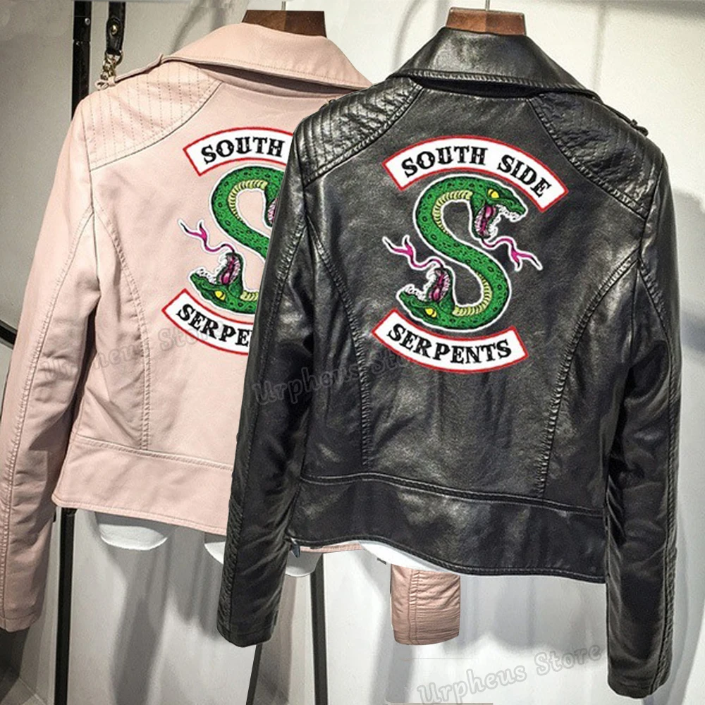 Black/Pink Color Southside Riverdale Serpents Pu Leather Jacket Print Serpents Leather Jacket For Women
Black/Pink Color Southside Riverdale Serpents Pu Leather Jacket Print Serpents Leather Jacket For Women