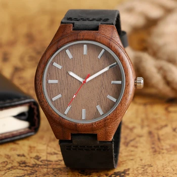 Hand-made Men Watches Black Genuine Leather Red Hand Quartz Watch Natural Wood Bamboo Clock Creative Gift Item Women's
Hand-made Men Watches Black Genuine Leather Red Hand Quartz Watch Natural Wood Bamboo Clock Creative Gift Item Women's