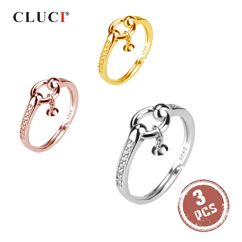 CLUCI 3pcs Real 925 Sterling Silver Hollow Round Circle Rings for Women Jewelry Adjustable Zircon Pearl Ring Mounting SR2065SB
CLUCI 3pcs Real 925 Sterling Silver Hollow Round Circle Rings for Women Jewelry Adjustable Zircon Pearl Ring Mounting SR2065SB