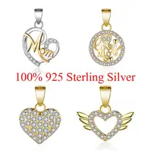 Plata de Ley 100% amor tu corazón zirconia amor mamá pequeño encanto colgante para las mujeres collares joyería hacer dijes regalo(China)