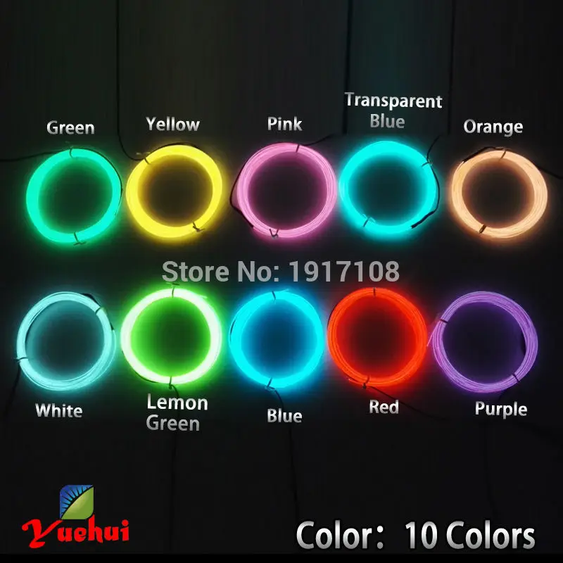 1.3mm 1Meter 4pcs EL wire electroluminescent wire light flexible LED neon cold light For clothes toys/craft Glow Party Supplies 12