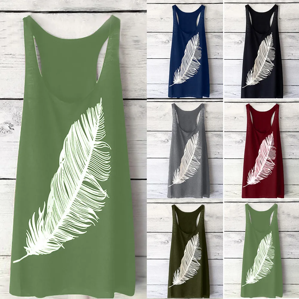 HEFLASHOR 2019 Brand Solid Top Women O Neck Feather Print Tank Top Casual Sleeveless Shirt Loose Summer Ladies T-shirt Oversize
HEFLASHOR 2019 Brand Solid Top Women O Neck Feather Print Tank Top Casual Sleeveless Shirt Loose Summer Ladies T-shirt Oversize