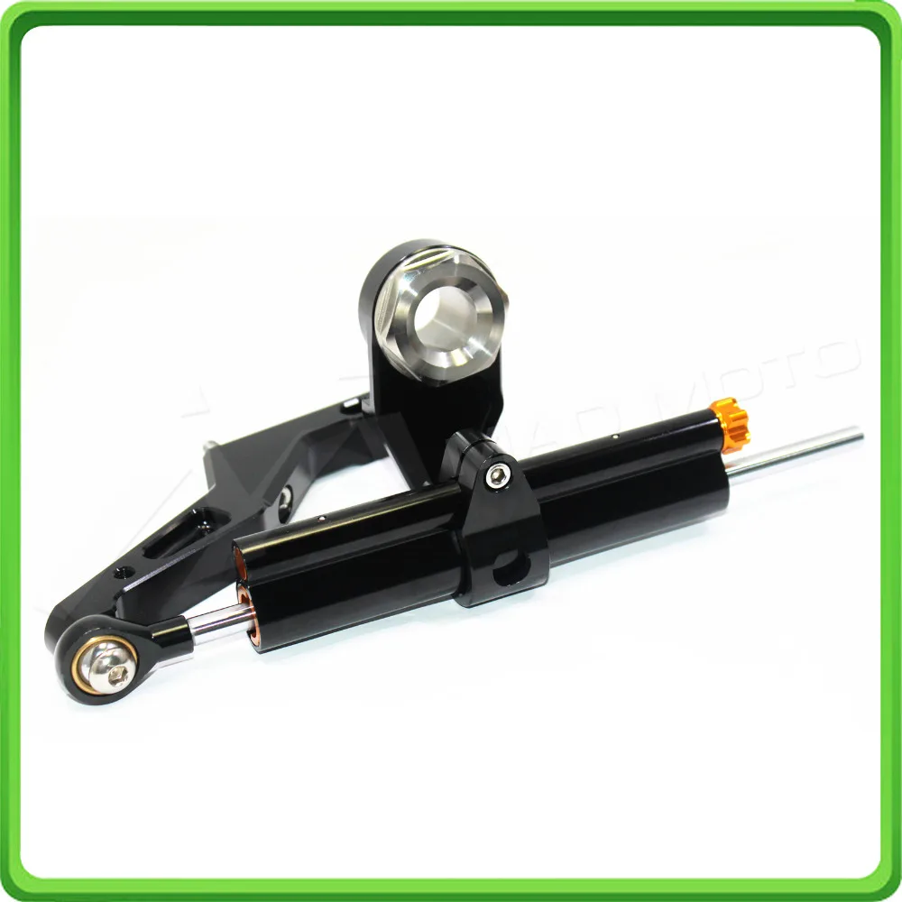For Kawasaki Ninja ZX-6R ZX6R 636cc 2013 2014 2015 2016 2017 Steering Damper Stabilizer & Bracket Mount Kit Black color (6)