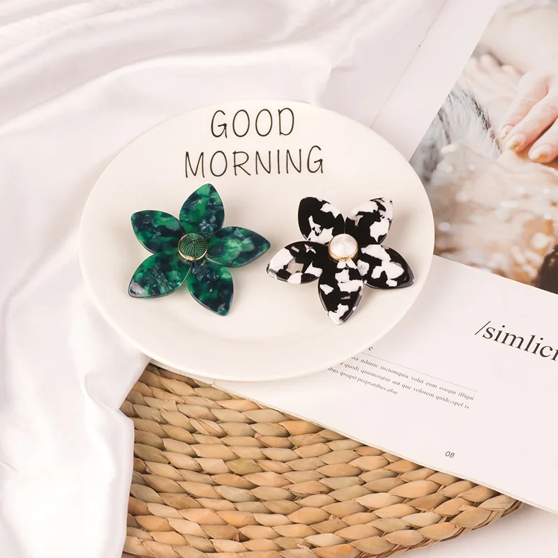 Vintage Acetic Resin Earrings Flower for Women 2019 Big Acrylic Earings Black for Girls Fashion Elegant Summer Jewelry Brincos (2)