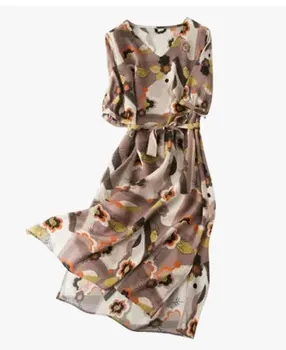 European station 2020 spring new style, long sleeved V collar, thin cover and long silk print dress
European station 2020 spring new style, long sleeved V collar, thin cover and long silk print dress