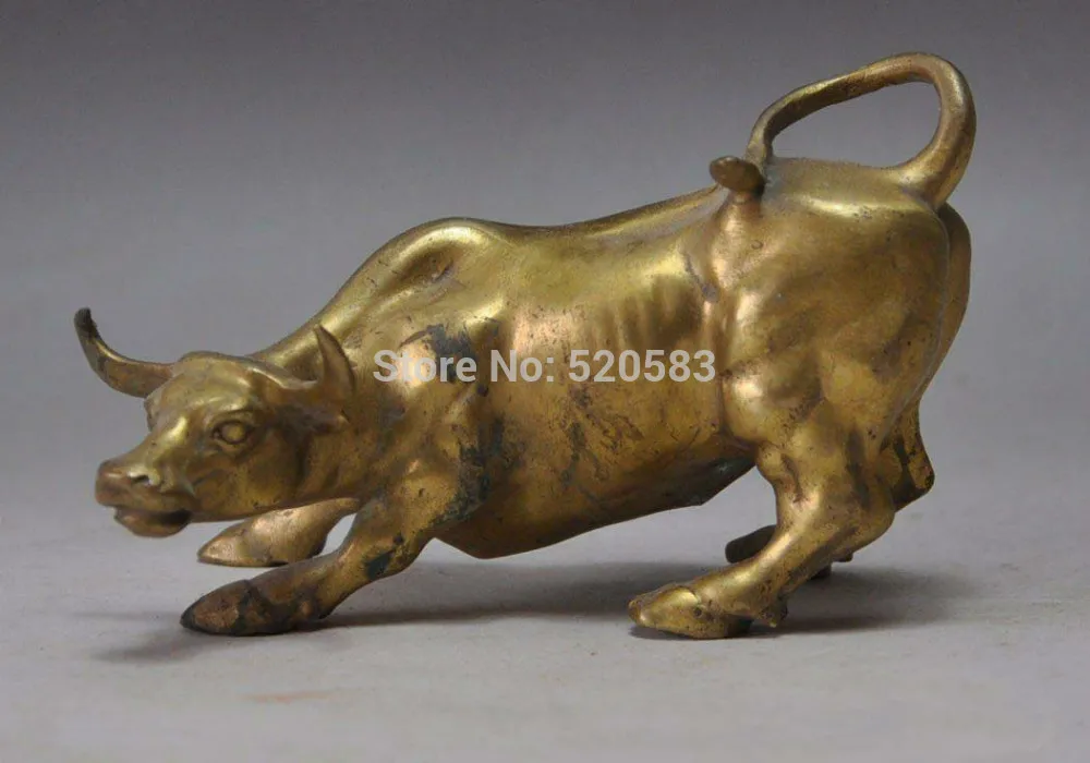 chinese bronze brass zodiac animal beast Cattle Bull market lucky wealth statue