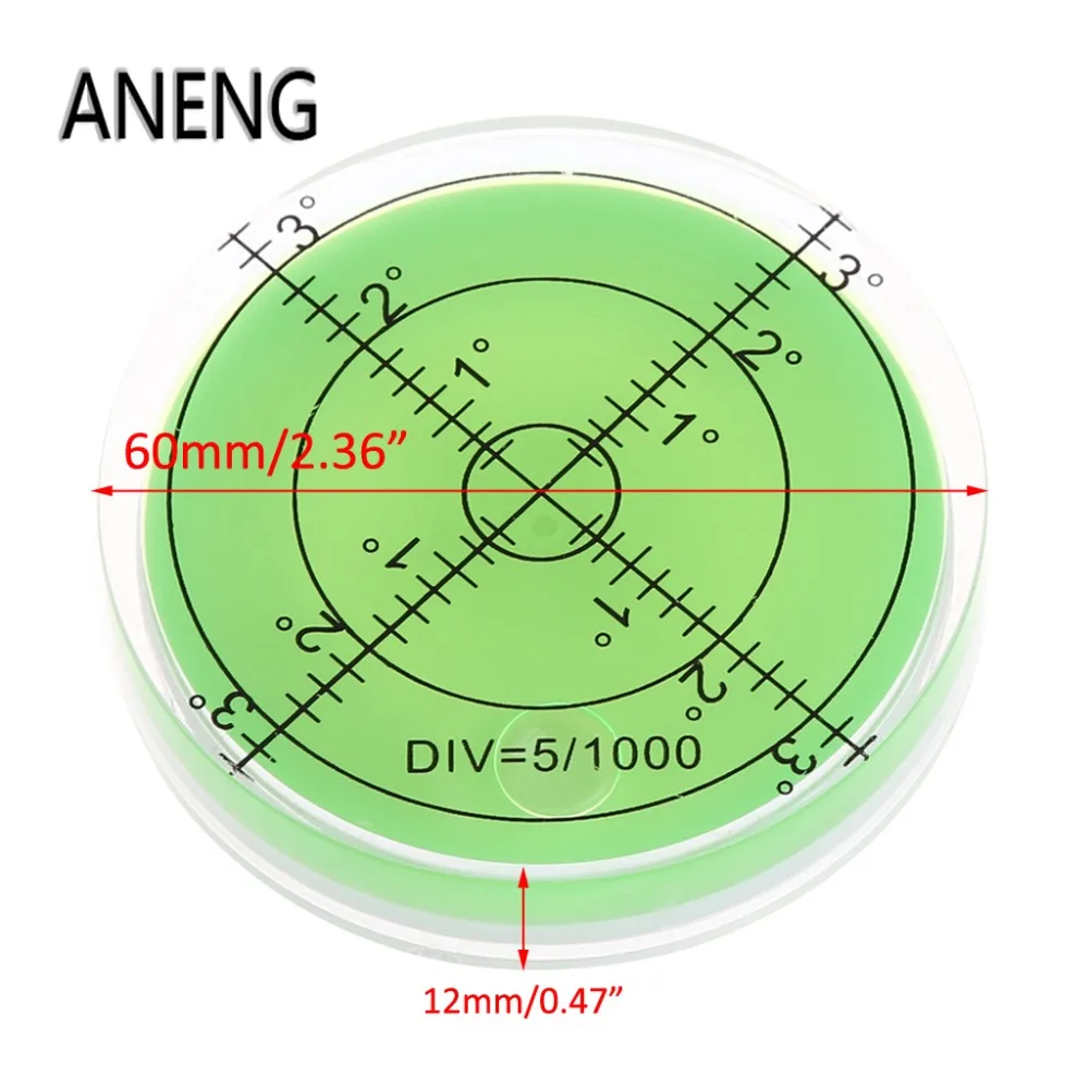 Фото ANENG 60mm Large Spirit Bubble Level Degree Mark Surface Circular Measuring Bulls Eyes | Инструменты