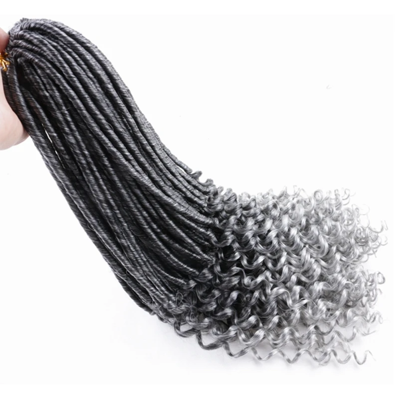 Desire for hair 100 grams 24 strands pre loop synthetic crochet braids ombre grey Goddess locs hair extensions with big curly 
Desire for hair 100 grams 24 strands pre loop synthetic crochet braids ombre grey Goddess locs hair extensions with big curly