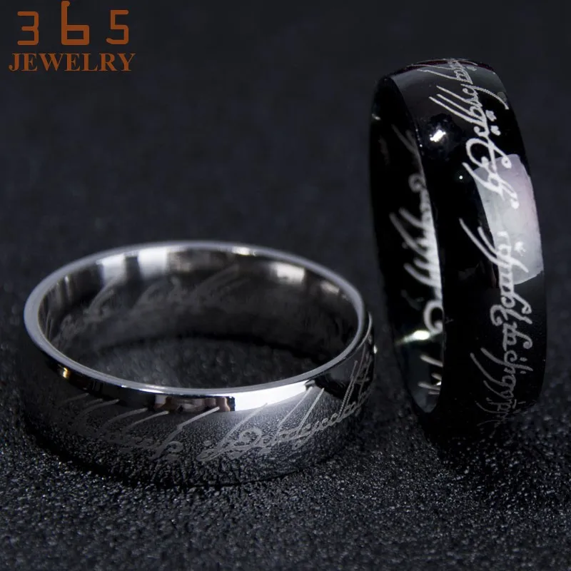 2016-Magic-Letter-The-Hobbit-Lord-of-the-Rings-Black-Silver-Gold-Titanium-Stainless-Steel-Ring (3)